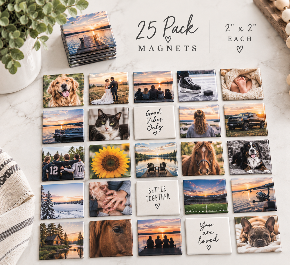 25-Pack 2"x2" Custom Magnets